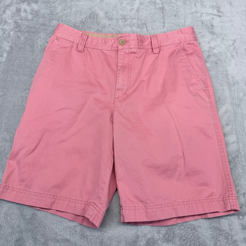 IZOD Saltwater Chino Shorts Mens 33 Pink Cotton Flat Front 45SH128633‎